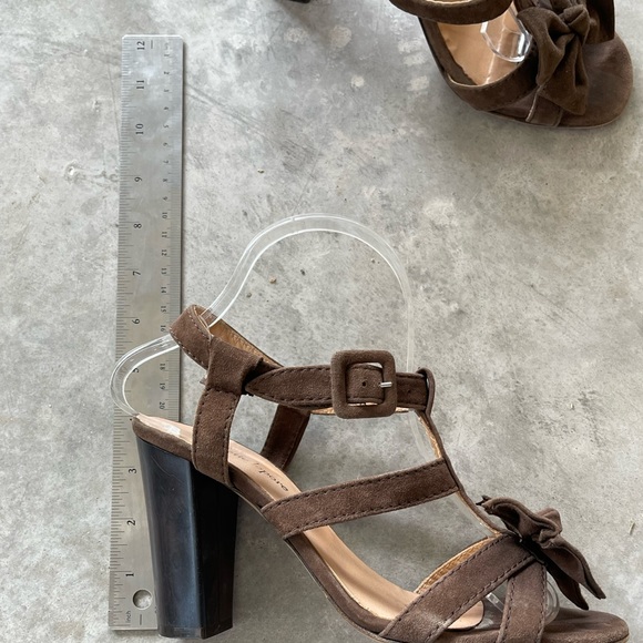 Nanette Lepore Strappy Suede Heels Buckles Bows - Picture 3 of 7